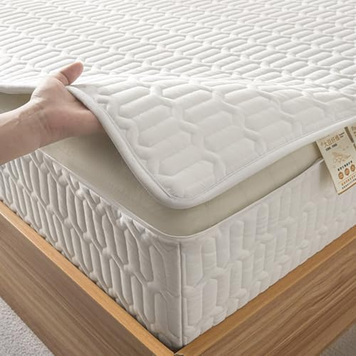 Fodera per Materasso Matrimoniale con Cerniera 160x190 Personalizzabile Coprimaterasso Trapuntata Singolo Lenzuolo Angoli Proteggi Materasso Topper Lavabile Rivestimento Alto 5-40cm(160X190+23cm,C)