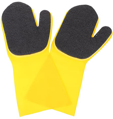 CIYODO 2pcs Cleaning Gloves with Sponge, Waterproof Latex Black
