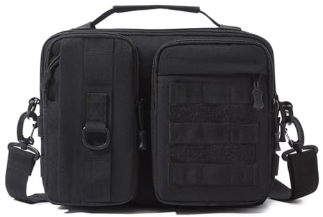OAREA Taktische Messenger Bags Brust Schulter Crossbody Pack MOLLE for Outdoor Sport Jagd Camping Wandern(BK)