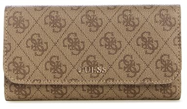 GUESS Damen Sarai Slim Clutch Wallet Geldbörse, Latte-Logo
