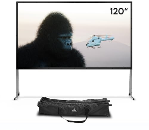AWOL VISION 120 Folding Outdoor Projector Screen with Stand – 1.3dB Peak Gain, Wrinkle-Free Outdoor Movie Screen, Portable Projector Screen for UST, Short & Long Throw 4K Projectors