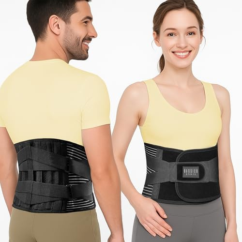 BASSICH Sports Faja lumbar hombre y mujer - Mayor anchura espalda- Ajustable - Ideal para trabajo, deporte y uso diario - Comodidad y soporte para adultos de cualquier edad. (XXL, cintura 135-170)