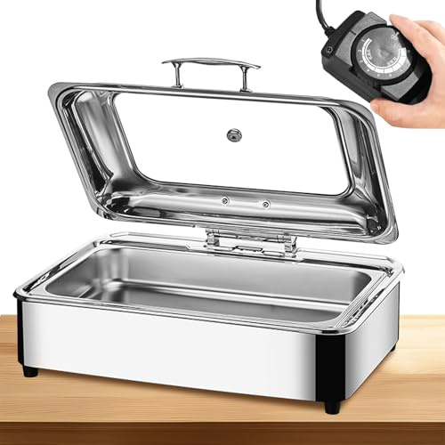 YAOYAOO Chafing Dish Electrico 9L, Profesional Chafing Dish Electrico para Buffet, Calentador de Buffet de Acero Inoxidable, Calentador de Comida Buffet Electric para Catering y Fiestas (1/1)