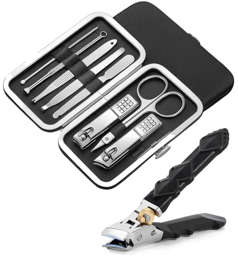Solymody Nagelexpert Nagelset, 9-teiliges Maniküre Set Mit Nagelknipser Set, Nagelpflegeset Für Männer Und Frauen, Inklusive 8 Schwarze Nagelscheren Und 1 Verriegelbare Nagelzange