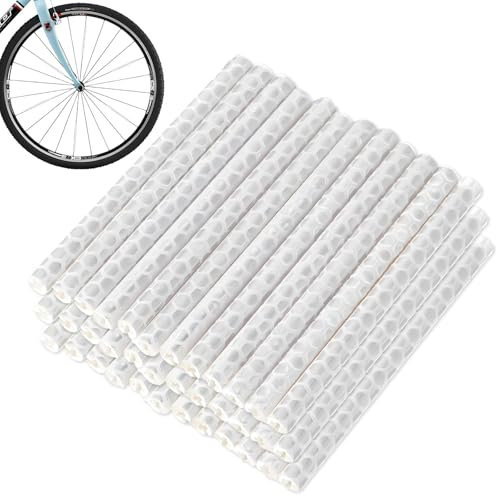 SHILIUZHI 36 Pcs Spokes Reflectors, Bike Reflectors for Night Riding, Spoke Skin, Bicycle Reflective Clips, Spoke Covers, for Motorcycl, Motocross Pit, Dirt Bike, Silver