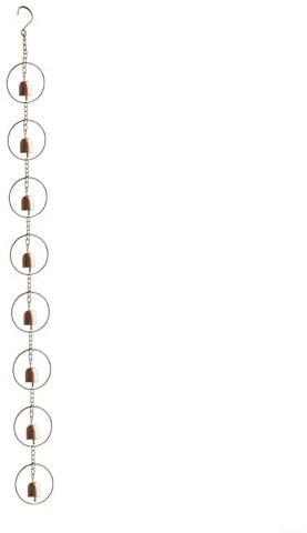 Metal Rain Chain With Copper Finish And Wind Chime For Outdoor Roof Downspout Replacement, Decorative Water Feature For Garden, Patio, Pavilion And Shed Use, 1M Length(bell)