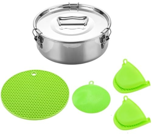 Lawnoval Pentola a vapore in acciaio inossidabile, 195 x 195 x 75 cm, pentola a pressione da forno, teglia da dessert, lavastoviglie, argento