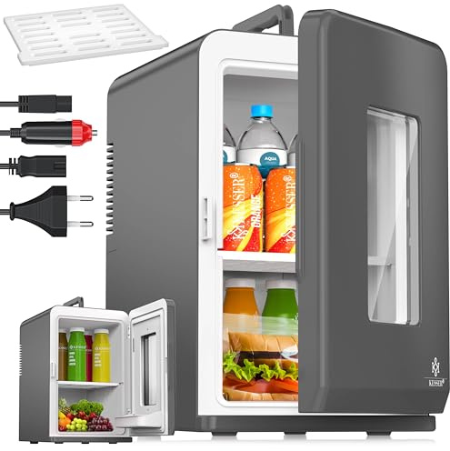 KESSER® Mini frigorifero 2 in 1, 15 litri, funzione di raffreddamento e riscaldamento, portatile, AC DC 220-240 V/12 V, presa e accendisigari, contenitore termico per auto, ufficio, camera, campeggio