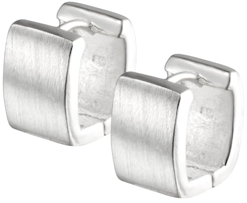 Vinani Klapp-Creolen viereckig abgerundet mattiert-glänzend Sterling Silber 925 Ohrringe CUM