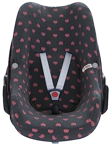 JYOKO Kids Baumwollbezug für Autositz kompatibel mit Pebble Maxi Cosi (Fluor Heart, Pebble Bebe Confort)