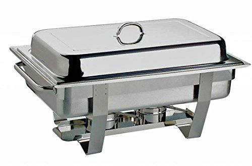 APS Chafing Dish Chef - con un recipiente para alimentos de acero inoxidable de 65 mm de profundidad, dos recipientes para pasta de combustible, un recipiente para agua, tapa, marco y asas huecas largas
