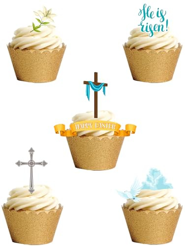 33 Stand Up Religious Christian Easter Themed Edible Wafer Paper Cake Toppers Decorations