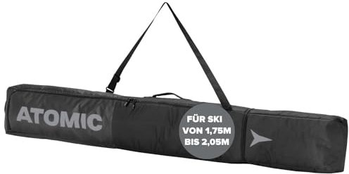 ATOMIC SKI BAG Schwarz - Skitasche für Ski & Stöcke - Längenverstellbare Tasche (175 - 205 cm) - Wasser- & schmutzabweisendes Material - Inkl. Tragegurt