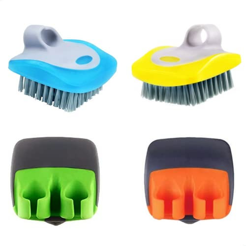 Fruit Vegetable Brush Carrot Washing Brush and Finger Peeler Vegetable Peeler Palm Peeler Set for Fruits, Potatoes, Cucumber, Kitchen Gadgets Set,(Assorted Colors)