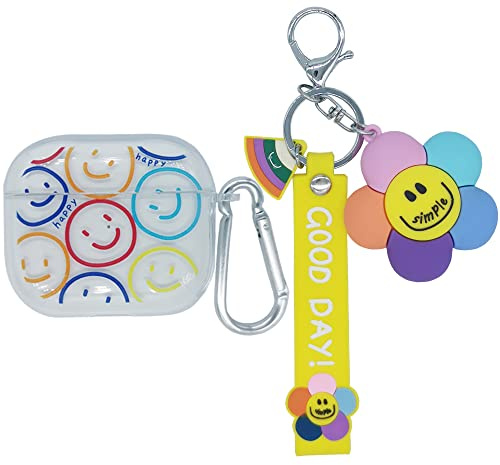 Compatibile Con Custodia AirPods 3 Generazione Smile, Bambini Adolescenti Ragazze Donne Silicone TPU Disegno Sorridente Cute Cartoon 3D Cover per Custodia AirPods 3rd 2021 Generation Case Cover