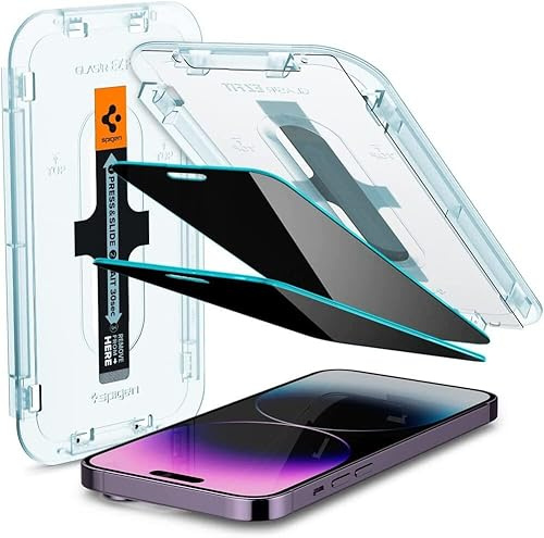 Spigen Glas.tR EZ Fit Skärmskydd kompatibel med iPhone 14 Pro Max, 2 Stycken, Anti-Spy, Reptålig, Case friendly, 9H härdat glas