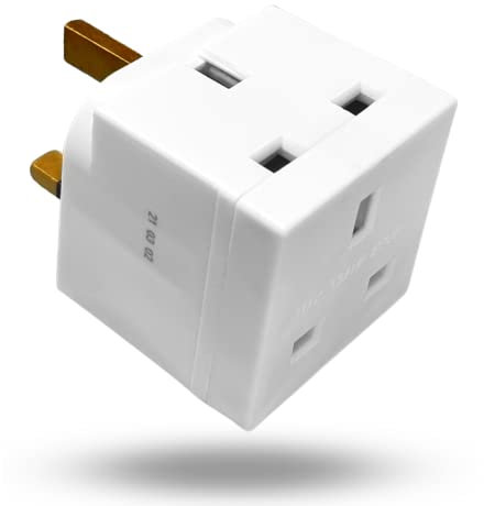 Two Way Double Plug Adapter, Multi Plug Extension Adapter UK, 3 Pin Socket Extensions 13 Amp 250V Plug Extender Multiplug for Home Phone, Laptop, Socket Pin wall plugs for Office & Home Accessories.