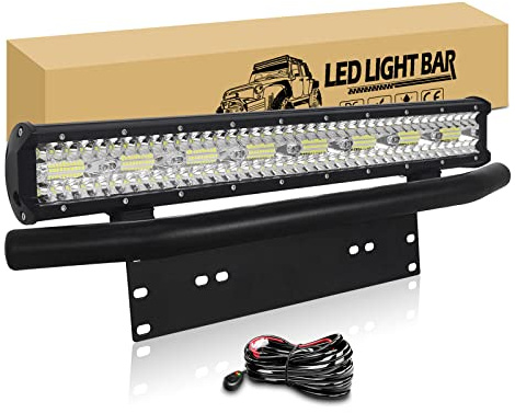 RIGIDON 8D 59cm 480W Barre Lumineuse LED de Travail avec support de plaque d'immatriculation, phare de travail rampe led bar et câblage pour Voiture 4X4 Camion Hors Route feu antibrouillard
