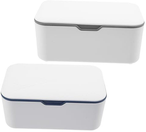 STOBAZA Praktische Feuchttuchbox aus Kunststoff mit Deckel Verhindert Austrocknen für Outdoor und Babys 2 Stück Tragbare Aufbewahrungsbox für Feuchtwischtücher