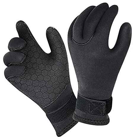 Tauchhandschuhe 3 mm 5 mm Neopren-Tauchhandschuhe halten warm for Schnorcheln, Paddeln, Surfen, Kajakfahren, Kanufahren, Speerfischen, Skifahren, Wassersport Neoprenhandschuhe ( Color : 3MM Diving Glo