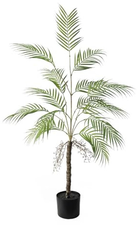 Zstar Konstgjord palm, 120 cm konstgjorda växter, stor konstgjord palm i kruka, inomhusväxter, hörndekoration palmormbunke för vardagsrum, kontor, terrass, grön