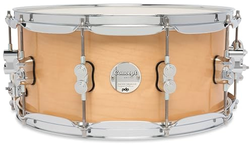 Pacific Drums Concept Maple Snare Drum, 35,6 cm x 16,5 cm, Naturlack | Har ett 10-lagers europeiskt lönnskal och högkvalitativ DW trumhårdvara