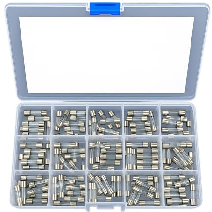 150 Pezzi de Fusibles de Vidrio Rápidos 5x20mm 15 Valores 0.1A 0.2A 0.25A 0.5A 1A 1.5A 2A 3A 4A 5A 8A 10A 12A 15A 20A Fusible de Vidrio 250V Rápidos Fusibles con Caja Organizadora Transparente