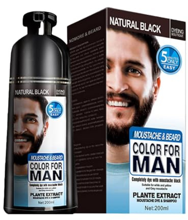 Tinte para Bigote para Hombres | Productos Negro Natural - Colorante de 200ml para Vello Facial y Bigote,Para Hombres Papá Abuelo Casa Salón Viaje Cumpleaños Boda Citas