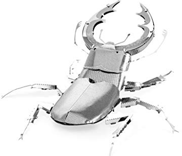 Metal Earth Puzzle 3D Escarabajo Ciervo. Rompecabezas De Metal De Artrópodos. Maquetas Para Construir Para Adultos Nivel Moderado De 7.3 X 5.8 X 1.7 Cm
