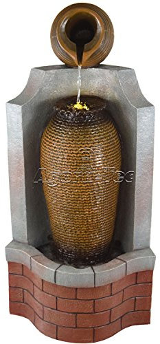 Agora-Tec® Gartenbrunnen Amphora Wasserspiel & Zimmerbrunnen mit LED Beleuchtung 75 cm hoch