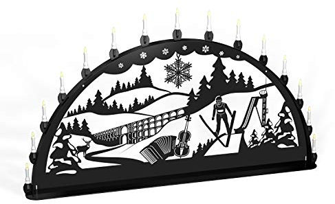 Außenschwibbogen Schwibbogen Lichterbogen Metall - Motiv: Vogtland - XXXL 2,0 Meter Breite Außen-Bereich schwarz * groß *
