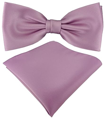 TigerTie Satin Fliege Einstecktuch in Uni einfarbig + Aufbewahrungsbox