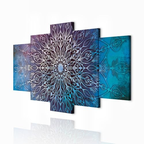 decomonkey Wandbilder Mandala 200x100 cm 5 Teilig Leinwandbilder Kunstdruck | Bild auf Leinwand, Wanddeko, Wohnzimmer, Wanddekoration, Modern, Abstrakt