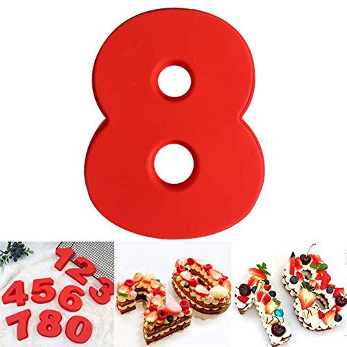DUBENS Grand nombre 0-9 Moule à gâteau anniversaire de cuisson numéro anniversaire mariage anniversaire gâteau boîte en silicone numéros numéro numéro numéro de silicone boîte de chiffre boîte (8)