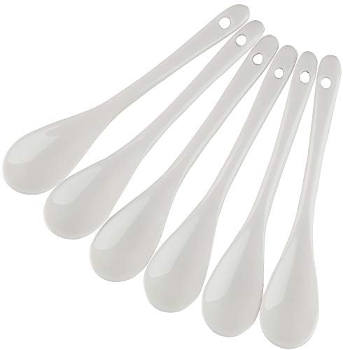 Eierlöffel aus Porzellan für weichgekochte Eier Kaffee Tee Desserts Keramiklöffel 6er Set (Eiföffel 6)