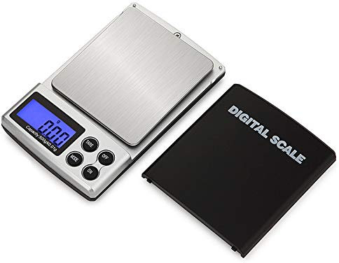 Schmuckwaage, Münzwaage, Taschenwaage, 500g/0,01g, mit hintergrundbeleuchtetem LCD-Display, digitale Taschenwaage schwarz für Schmuck, Münzen, Kräuter