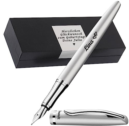 Pelikan - Füllhalter mit Gravur als Geschenk & Symbol mit Gravur auf Geschenkverpackung Füllhalter P36 Jazz Elegance Silber PS60