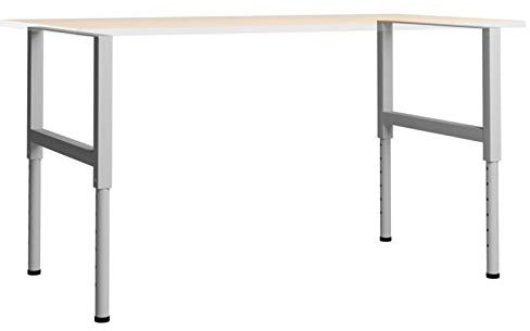 Tidyard 2 STK.Werkbankgestell Höhenverstellbar Packtisch Werkbank Untergestell Werktisch Stahlfuß Metall 85x(69-95,5) cm Grau