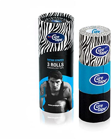 CureTape 3 Rolls Multipack K Tape 5cm x 2.5m | Waterproof Kinesiology Tape | Safari Stripes | Sports Kinesiology Tape for Extreme Conditions | Increase Mobility & Performance | Reduce Joint Pain
