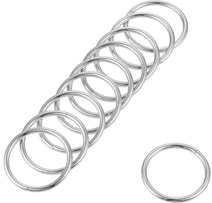sourcing map 30 Stück O Ringe 0.59 15mm Metall DIY Handwerk Silber Ton | Für Riemen Taschen Gürtel