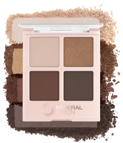 Mineral Fusion Eyeshadow Palette | Vegan Eye Makeup with Matte, Satin, and Shimmer Finishes | Natural, Lightweight Formula (Coffee Break)