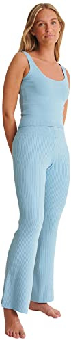 NA-KD Wide Leg Knitted Pants Pantalones Informales, Azul Azure, XXL para Mujer
