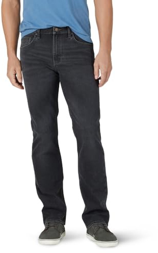 Wrangler Authentics Slim Fit jeans för män med raka ben, svart antracit, 38W x 32L