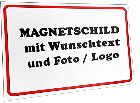 Kiwistar Magnetschild personalisiert - mit Wunschtext Foto und Logo bedruckt - Fahrzeugmagnet für Auto KFZ LKW Transporter Wohnmobil (weiß, 30x20 cm)