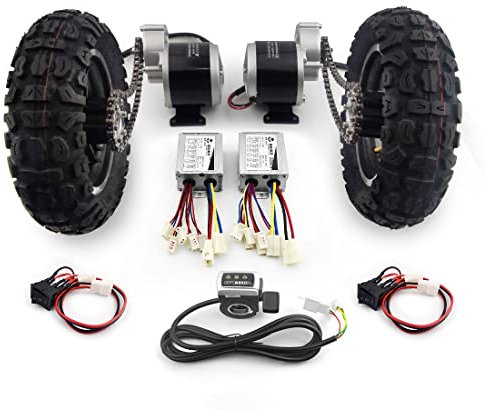 Kit catena motore con ingranaggi da 10 pollici per ruote fuoristrada a doppia trasmissione da 350 W, interruttore di retromarcia per carrello carriola carrello con retromarcia (24V350W Max 11 kph)
