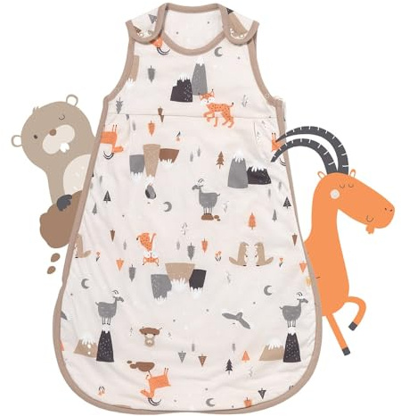 schlummersack Baby Schlafsack Neugeboren Sommer 1.0 Tog 56 cm dünn Bergtiere | Baby Sommerschlafsack dünn |Sommer Schlafsack Baby 1 Tog | Newborn Schlafsack Baby Frühling Sommer Reißverschluss