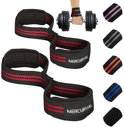 MERCURYAL Straps in 8 Gym per livello avanzato e professionale - Straps Powerlifting - Cinghie di presa in forma 8 da palestra e peso morto - Complemento per la palestra - Accessori da palestra.