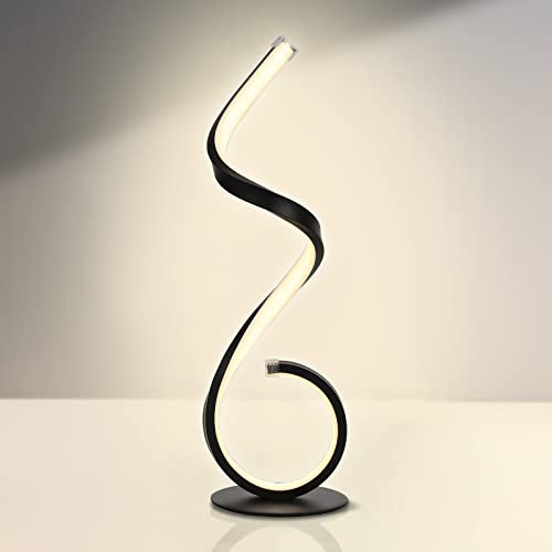 EIDEARAY LED Tischlampe Spiral Design 22W Dimmbar Schreibtischlampe Moderne Nachttischlampe, Warmweiß Kaltweiss 3 Farbmodi, 10 Helligkeitsstufen, für Schlafzimmer, Büro, Wohnzimmer (Schwarz)