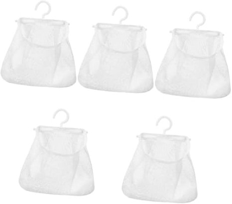Cabilock 5pcs Mesh Hanging Bag Clothes pin Hanging Basket Portable Clothespin Bag s peg Basket mesh spin s pin Drying pp Toy Storage White Travel