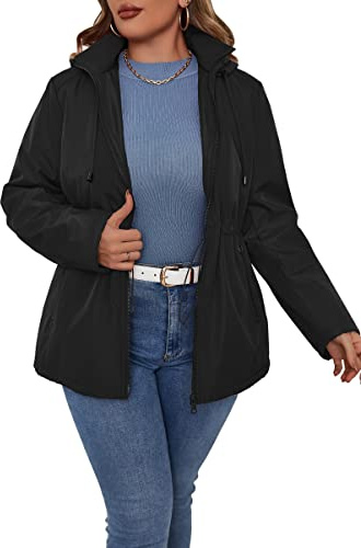 Geschallino Giacca da Donna Imbottita Leggera Foderata Trapuntata Softshell Taglie Forti Invernale con Cappuccio (XL-5XL)